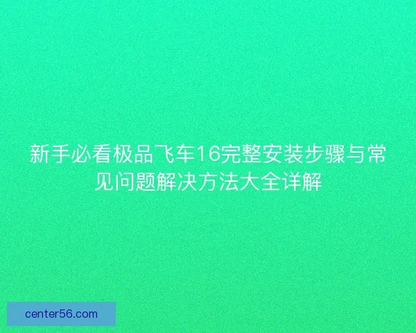 新手必看极品飞车16完整安装步骤与常见问题解决方法大全详解